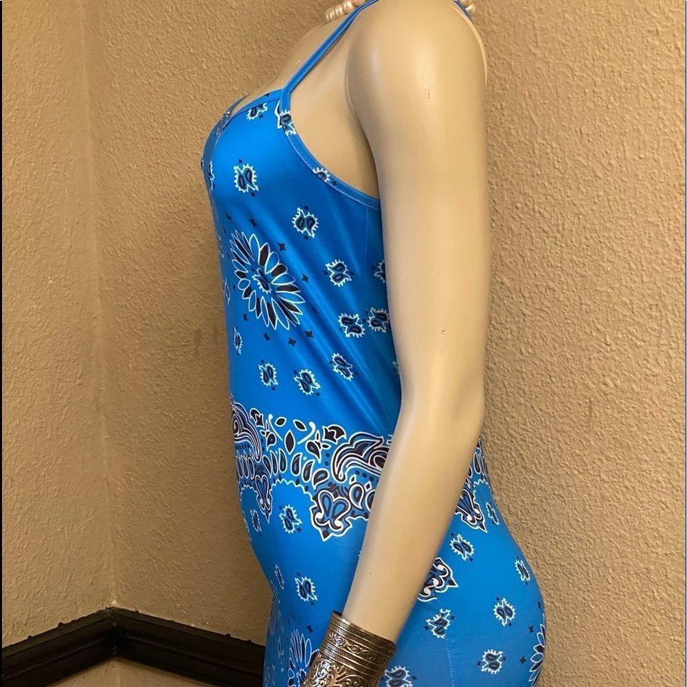 Mini dress blue colored Paisley - Picture 3 of 4